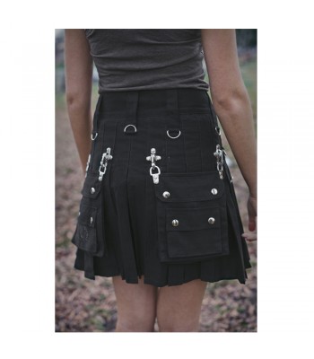 Women Gothic Skirt Canvas Sexy Women Metal Soft Real Cotton Kilt Mini Skirt 